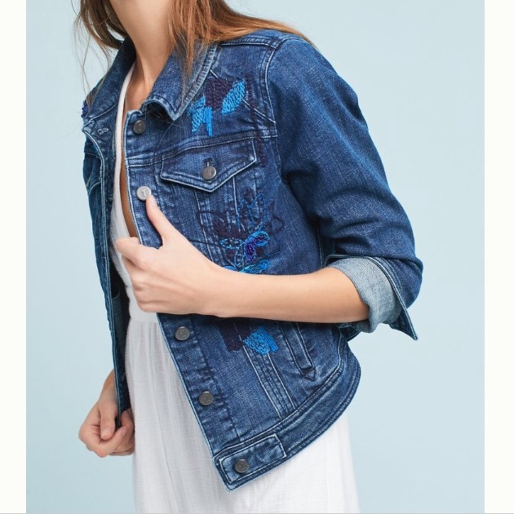 Anthropologie Pilco Sequined Denim Jacket